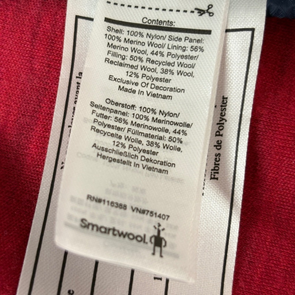 Smartwool Women Vest Medium Red Merino Wool Smarloft Hooded Quilted Full Zip - Picture 11 of 16
